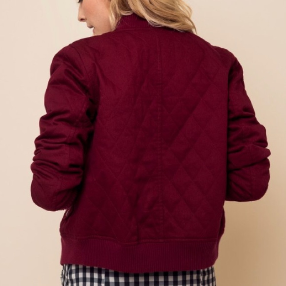 Sincerely Jules Girl Bomber Jacket In Wine - Picture 7 of 8